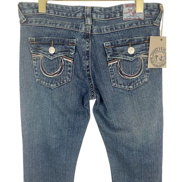 True Religion Cotton Joey Flare Low Rise Jeans Y2K Dark Wash Women's 31x34 NEW - Picture 5 of 13